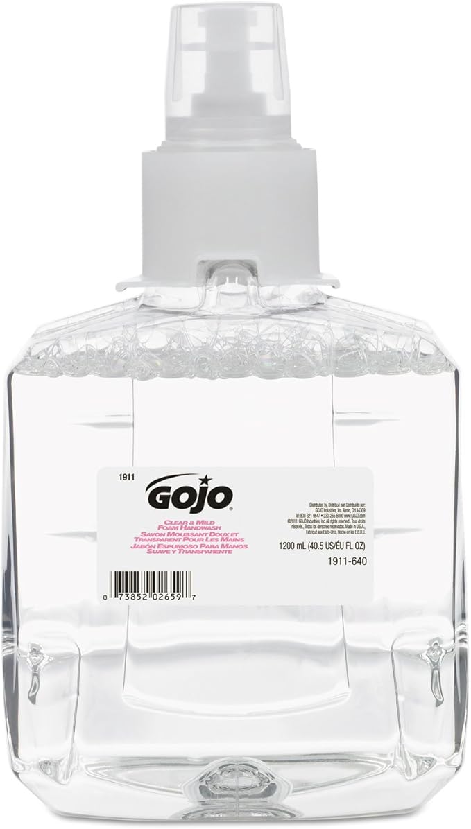Click to see full view GOJO Industries 1911-02 Clear & Mild Foam Handwash Refill, Fragrance-Free, 1200ml Refill, 2/Carton