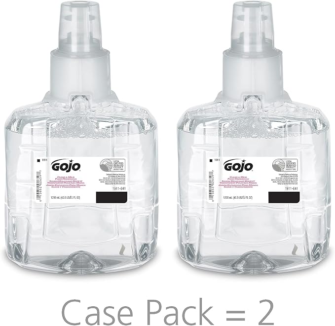 Click to see full view GOJO Industries 1911-02 Clear & Mild Foam Handwash Refill, Fragrance-Free, 1200ml Refill, 2/Carton - Image 3
